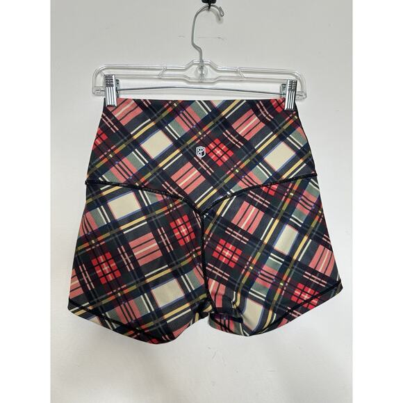 Born Primitive Size Medium Tartan Plaid Workout Shorts Mid Rise Holiday Xmas - Picture 3 of 5